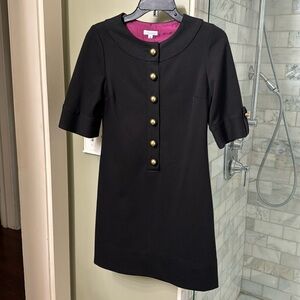 Ladies Size 6 Black Dress Shoshanna black knit gold button